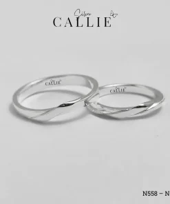 N558 - N559: Nhẫn Bạc Đôi Thiết Kế Callie Silver 1 Đường Chéo
