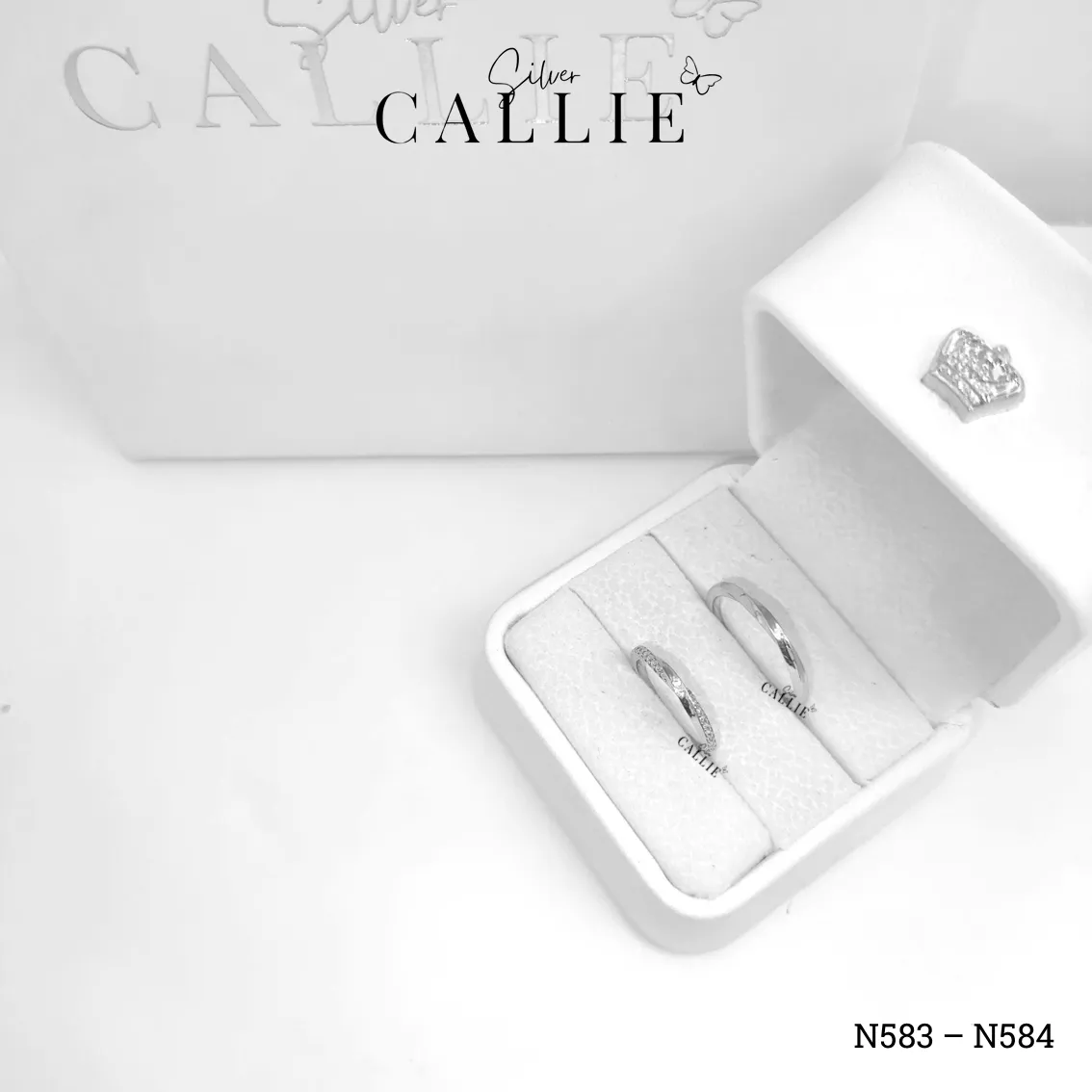 N583 - N584: Nhẫn bạc đôi thiết kế Callie Silver Đai Xoắn - Hình ảnh 8