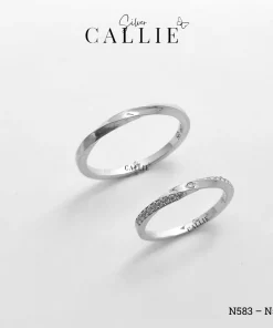 Alternative view of N583 - N584: Nhẫn bạc đôi thiết kế Callie Silver Đai Xoắn