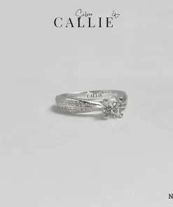 Alternative view of N591 - Nhẫn Bạc Thiết Kế Callie Silver Viên Chủ Đai 2 Hàng Đá