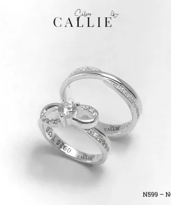 Alternative view of N599 - N600: Nhẫn Bạc Đôi Thiết Kế Callie Silver Vô Cực Đính Đá