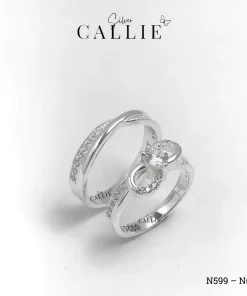 N599 - N600: Nhẫn Bạc Đôi Thiết Kế Callie Silver Vô Cực Đính Đá