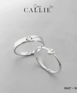 N607 - N608: Nhẫn Bạc Thiết Kế Callie Silver Trái Tim Thập Giá