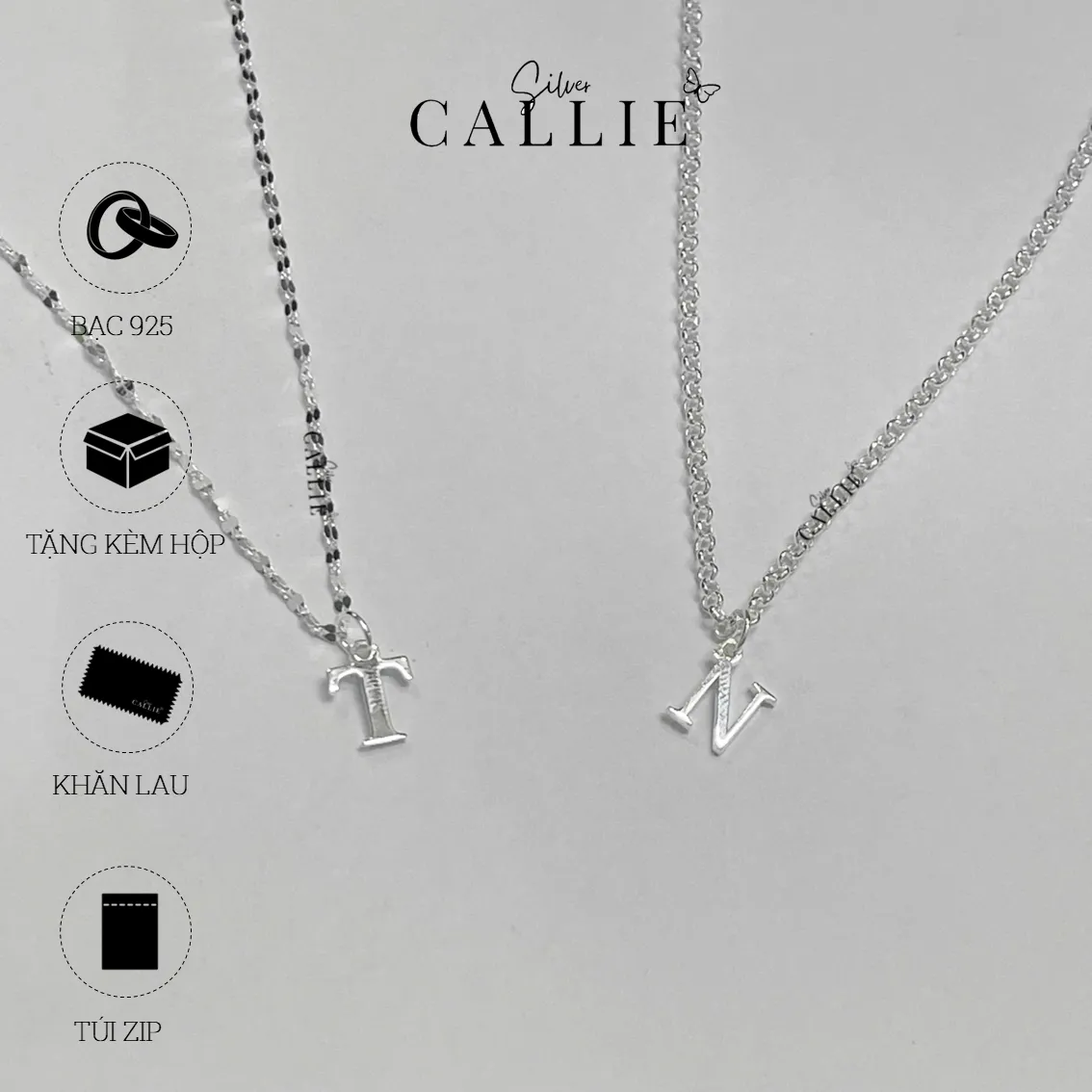 Dây Chuyền Bạc Callie Silver Mặt Chữ Cái - Image 7