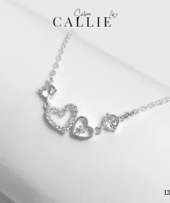 LT151 - Lắc tay bạc Callie Silver hai trái tim lồng nhau
