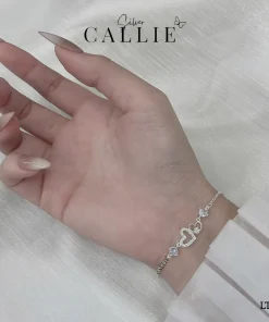 Alternative view of LT151 - Lắc tay bạc Callie Silver hai trái tim lồng nhau