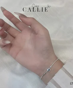 Alternative view of LT201 - Lắc tay bạc Callie Silver dây cứng charm trái tim và bi
