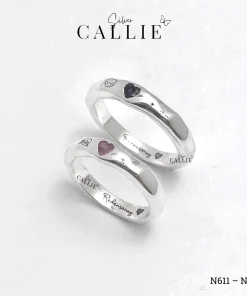 Alternative view of N611 - N612: Nhẫn Bạc Thiết Kế Callie Silver Trái Tim Đai Gồ Ghề