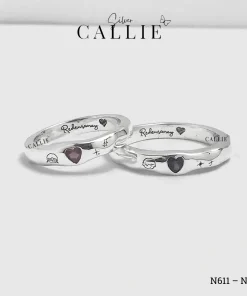 N611 - N612: Nhẫn Bạc Thiết Kế Callie Silver Trái Tim Đai Gồ Ghề