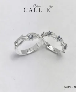 Alternative view of N613 - N614: Nhẫn Bạc Thiết Kế Callie Silver Hoa Lá Đai Xoắn