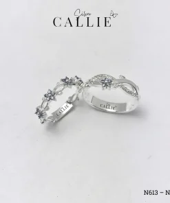 N613 - N614: Nhẫn Bạc Thiết Kế Callie Silver Hoa Lá Đai Xoắn