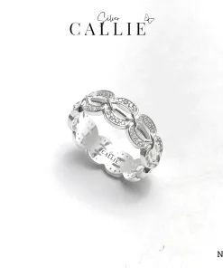 Alternative view of N619 - Nhẫn bạc thiết kế Callie Silver hình oval đính đá đan xen