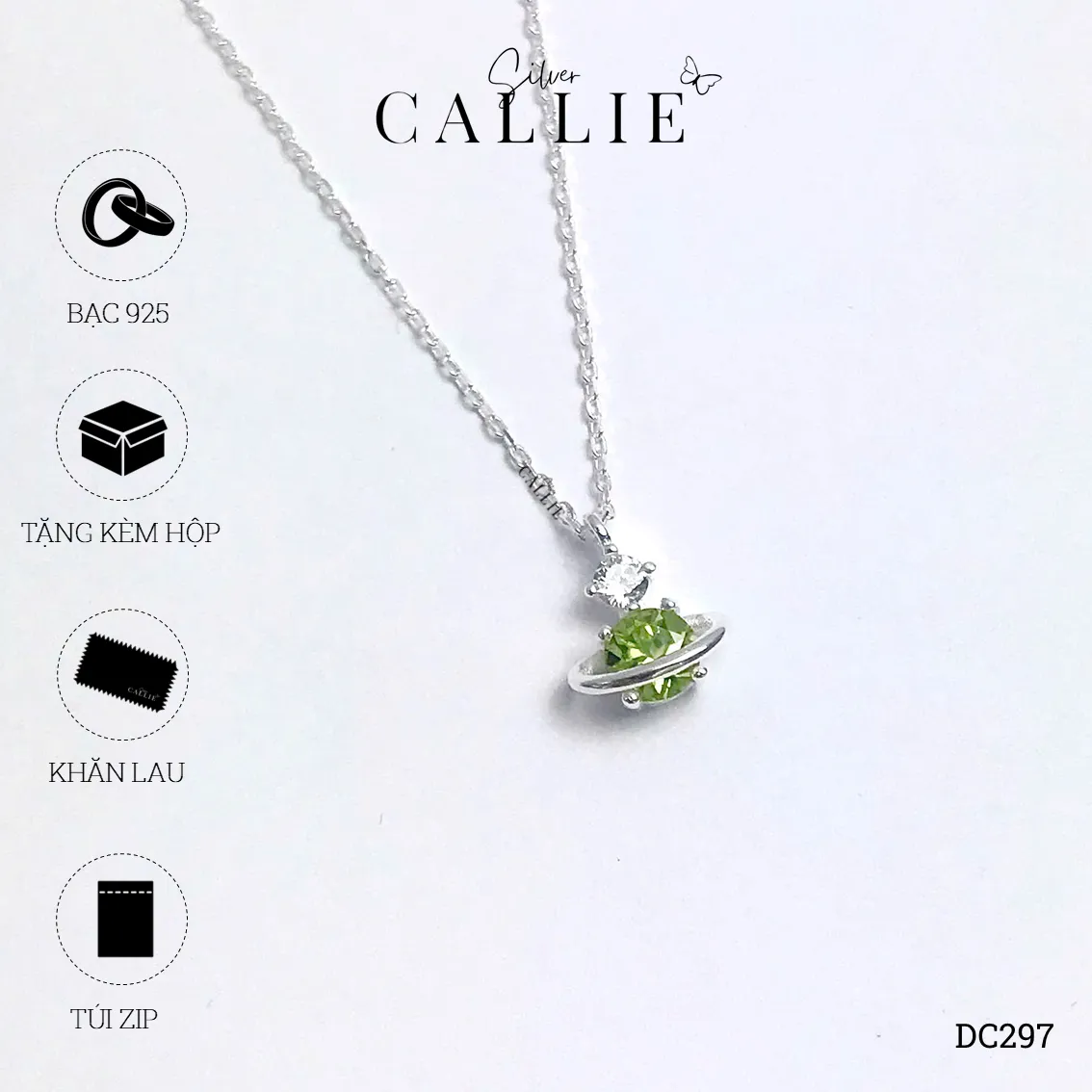 DC297 - Dây Chuyền Bạc Thiết Kế Callie Silver Đá Peridot - Hình ảnh 8