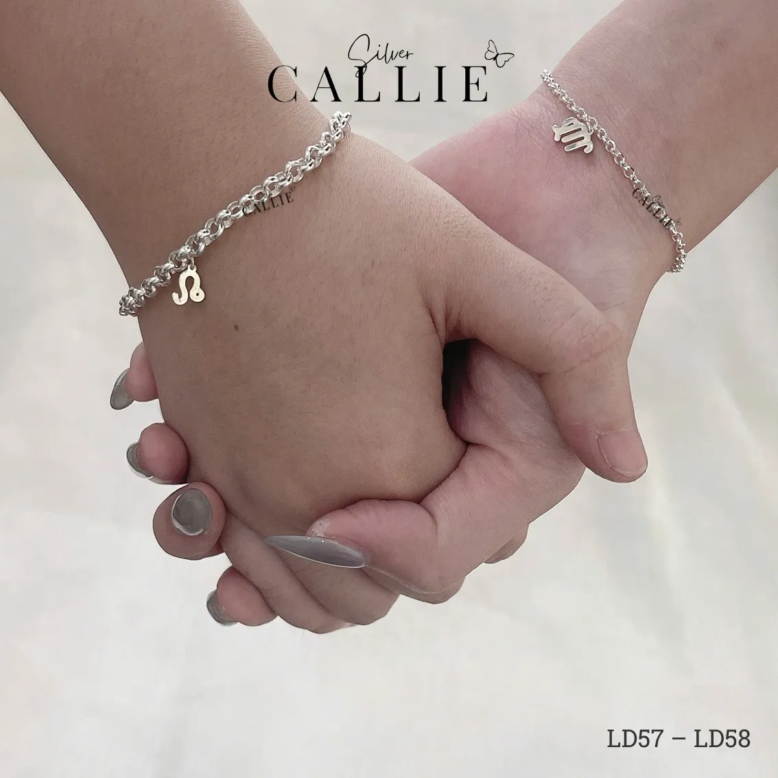 LD57 - LD58: Lắc tay đôi bạc Callie Silver dây tròn kèm charm - Hình ảnh 2