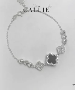 LT203 - Lắc tay bạc Callie Silver cỏ 4 lá bi cắt máy siêu sáng