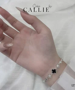 Alternative view of LT209 - Lắc tay bạc Callie Silver cỏ 4 lá màu đen