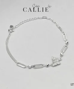 LT234 - Lắc tay bạc Callie Silver bướm đính đá và bi