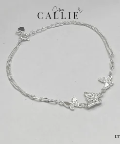 LT236 - Lắc tay bạc Callie Silver bướm lớn đính đá và 2 bướm nhỏ