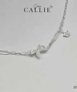 LT237 - Lắc tay bạc Callie Silver nơ đính đá và vương miện