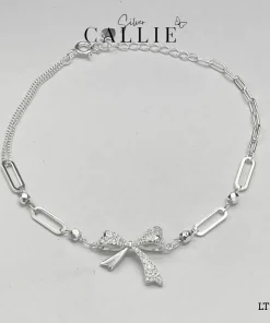 LT238 - Lắc tay bạc Callie Silver nơ dài đính đá và oval