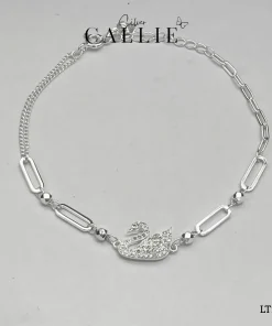 LT239 - Lắc tay bạc Callie Silver thiên nga đính đá và oval