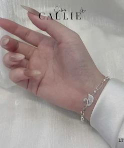Alternative view of LT239 - Lắc tay bạc Callie Silver thiên nga đính đá và oval