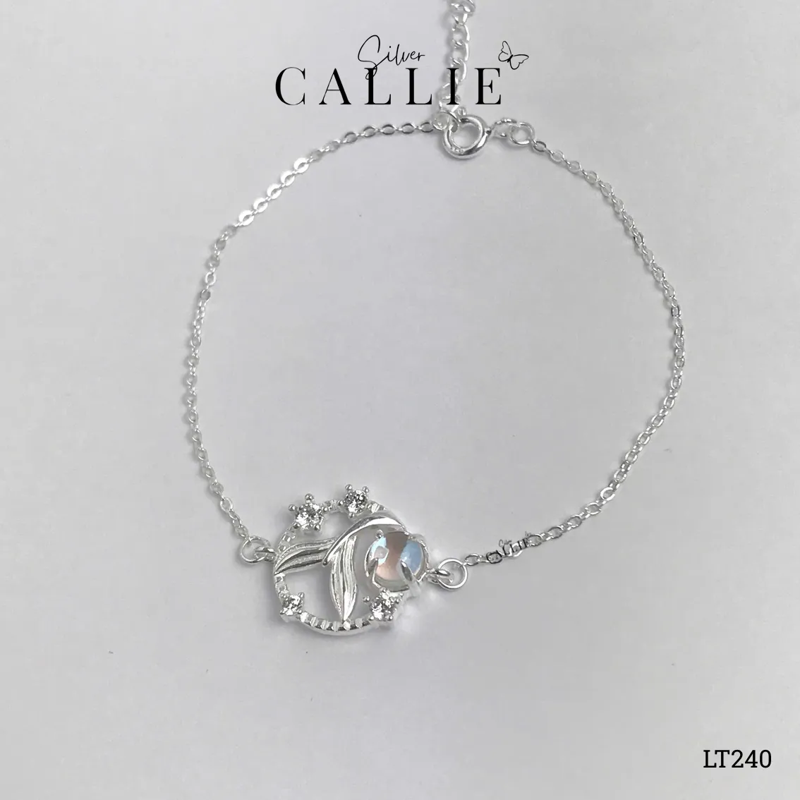 LT240 - Lắc tay bạc Callie Silver vòng tròn đuôi cá