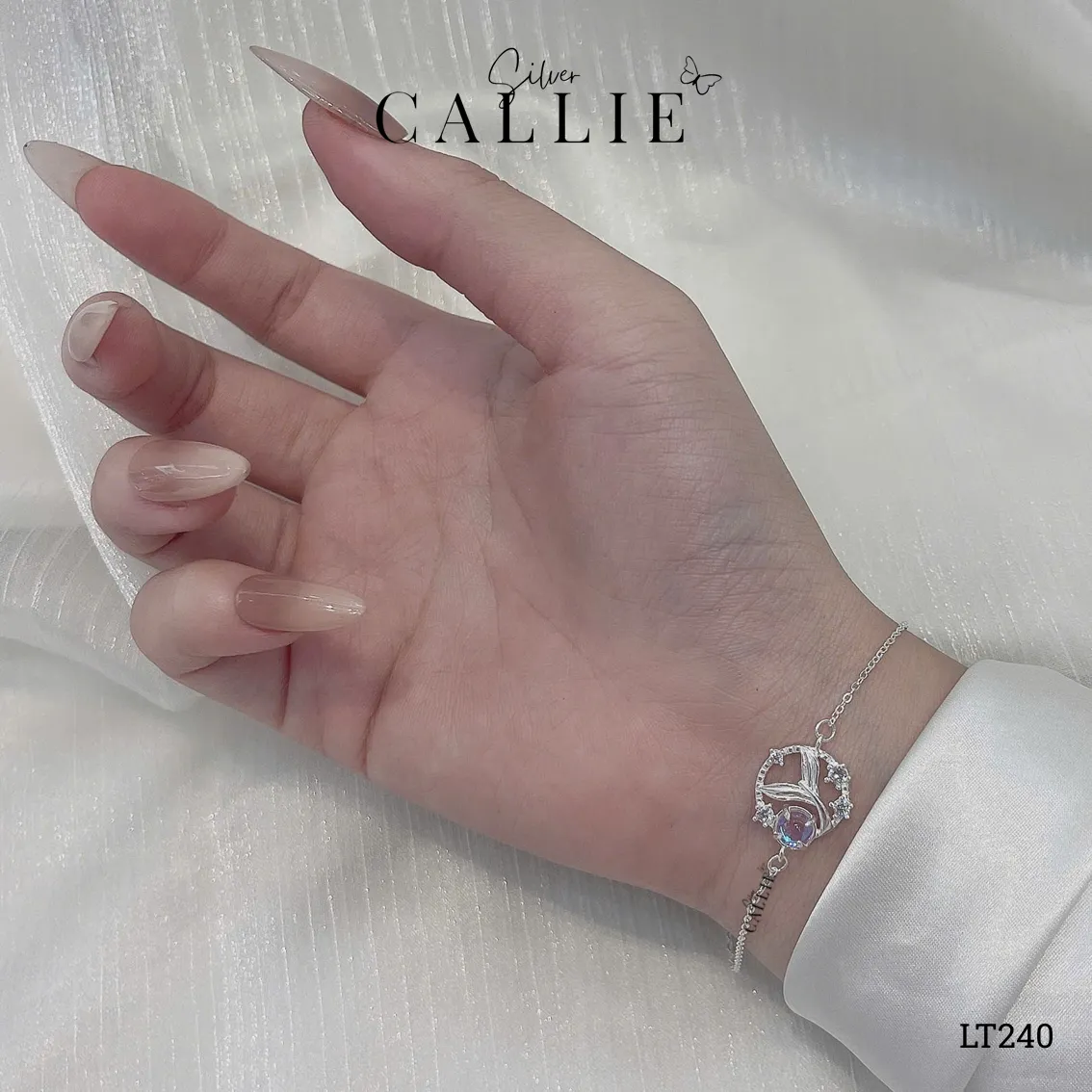 LT240 - Lắc tay bạc Callie Silver vòng tròn đuôi cá - Hình ảnh 2