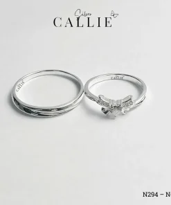 Alternative view of N645 - N294: Nhẫn Bạc Đôi Thiết Kế Callie Silver Nơ