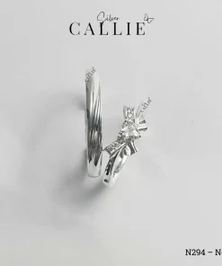 N645 - N294: Nhẫn Bạc Đôi Thiết Kế Callie Silver Nơ
