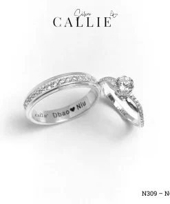 N309 - N664: Nhẫn Bạc Đôi Thiết Kế Callie Silver Đính Đá