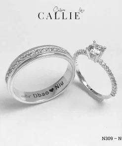 N667 - N309: Nhẫn Bạc Đôi Thiết Kế Callie Silver Đính Đá