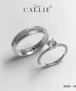 Alternative view of N667 - N309: Nhẫn Bạc Đôi Thiết Kế Callie Silver Đính Đá