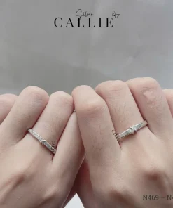Alternative view of N469 - N470: Nhẫn đôi bạc thiết kế Callie Silver