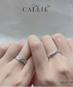 Alternative view of N503 - N504: Nhẫn Bạc Đôi Thiết Kế Callie Silver Xoắn
