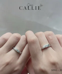 Alternative view of N593 - N594: Nhẫn Bạc Đôi Thiết Kế Callie Silver Hình V