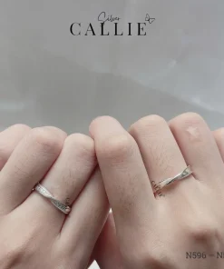 Alternative view of N596 - N597: Nhẫn bạc đôi thiết kế Callie Silver xoắn