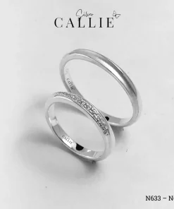 Alternative view of N633 - N634: Nhẫn Bạc Thiết Kế Callie Silver 1 Đường Giữa Xoắn