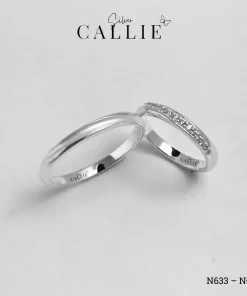 N633 - N634: Nhẫn Bạc Thiết Kế Callie Silver 1 Đường Giữa Xoắn