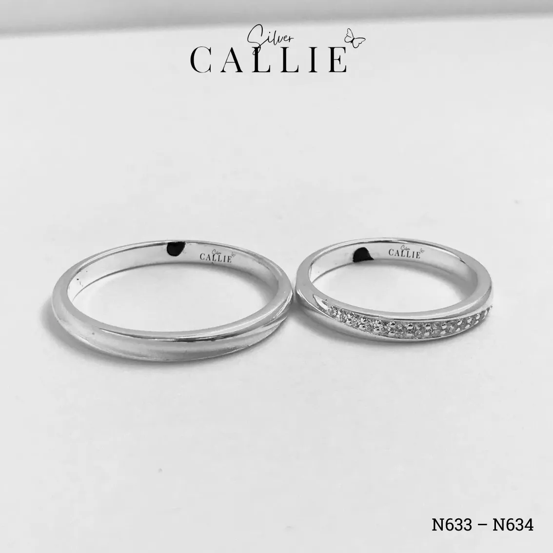 N633 - N634: Nhẫn Bạc Thiết Kế Callie Silver 1 Đường Giữa Xoắn - Image 5