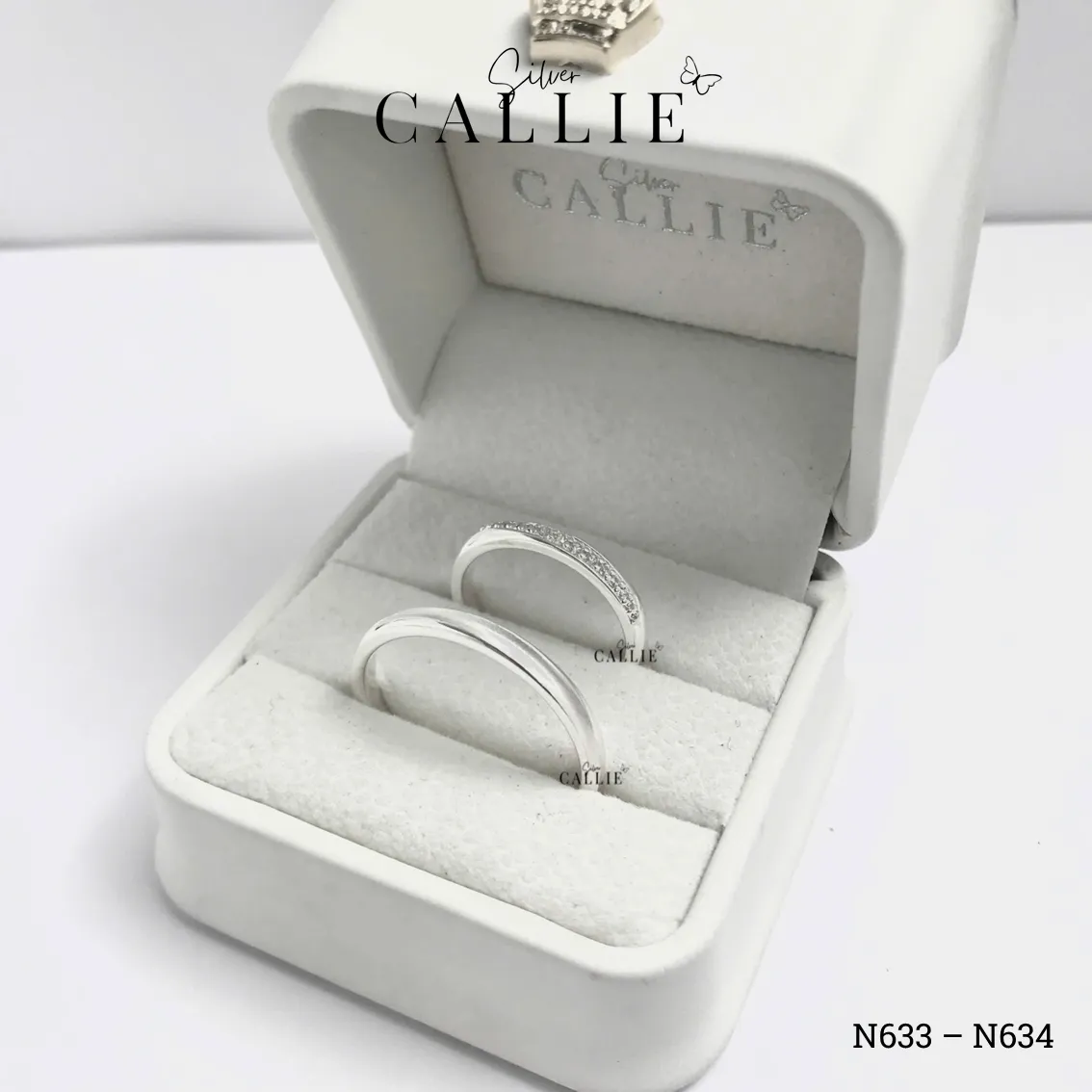 N633 - N634: Nhẫn Bạc Thiết Kế Callie Silver 1 Đường Giữa Xoắn - Image 7