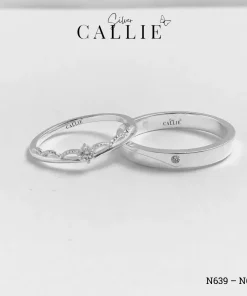 N639 - N640: Nhẫn Bạc Đôi Thiết Kế Callie Silver Vương Miện