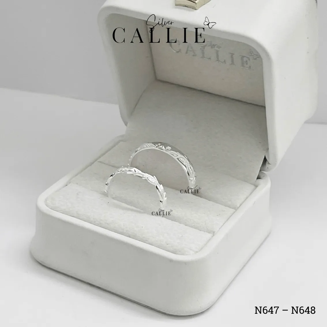 N647 - N648: Nhẫn Bạc Thiết Kế Callie Silver Cành Tùng Quân Đội - Image 8