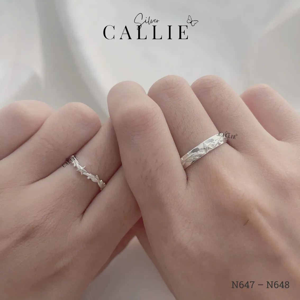 N647 - N648: Nhẫn Bạc Thiết Kế Callie Silver Cành Tùng Quân Đội - Image 2
