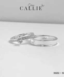 Alternative view of N652 - N653: Nhẫn Bạc Đôi Thiết Kế Callie Silver