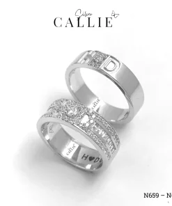 Alternative view of N659 - N660: Nhẫn Bạc Đôi Thiết Kế Callie Silver Theo Tên