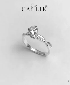 N664 - Nhẫn Bạc Thiết Kế Callie Silver Đai Xoắn Đế Hoa
