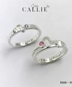 Alternative view of N668 - N669: Nhẫn Bạc Đôi Thiết Kế Callie Silver Cung Hoàng Đạo