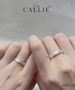 Alternative view of N834 - N835: Nhẫn đôi bạc Callie Silver đai nhám