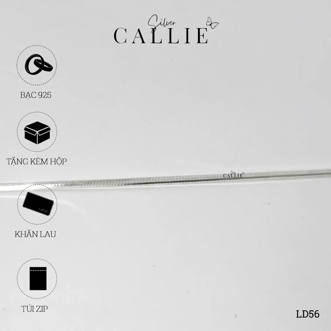LD56 - Lắc Tay Đôi Bạc Callie Silver Dây Mì 1li1 - Hình ảnh 8